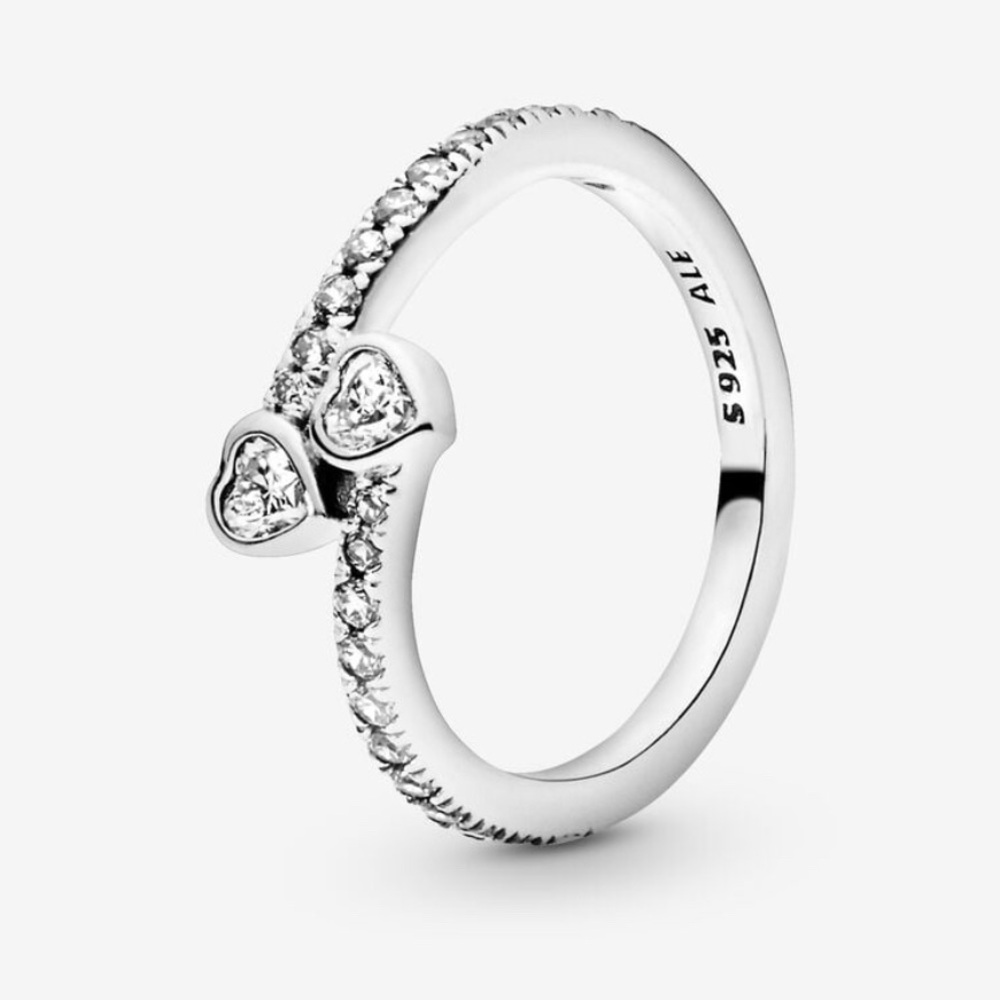 Pandora two sparkling hearts promise ring